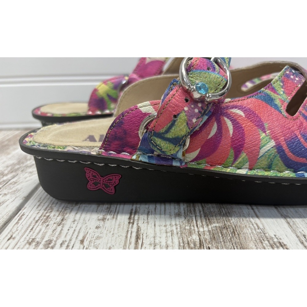 Alegria Freesia Mary Jane Mule Clogs Leather Multicolor Floral US 6 EU 36 - Picture 4 of 9